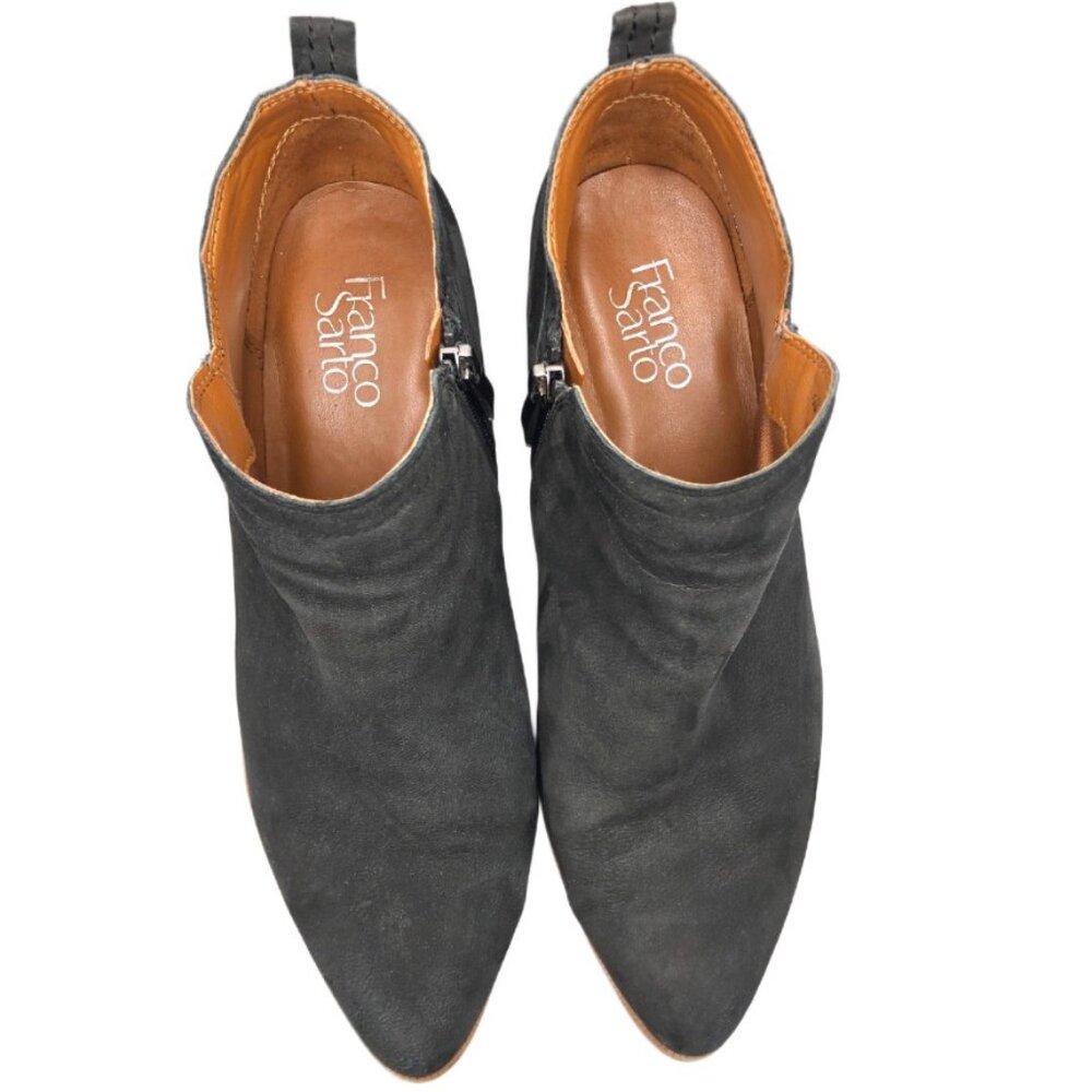 Franco Sarto Laslo Black Suede Leather Zip Ankle Booties 10M